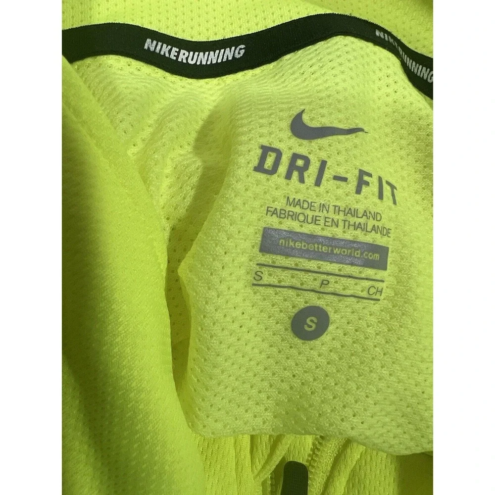 Nike Dri Fit Running Pullover Mens‎ Small Neon Green Quarter Zip Athletic